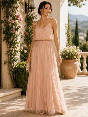 Blush Pink Beaded Maxi Dress - Brand Unspecified *NEVER WORN